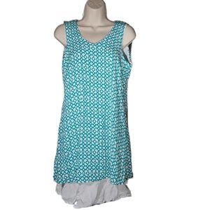 Nina Leonard Sleeveless Turquoise Midi Dress with Pockets Size Medium Boho